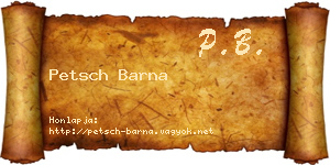 Petsch Barna névjegykártya